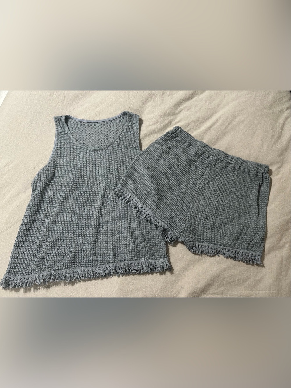 Boho Gray Waffle Knit Set for Swimsuit Coverup